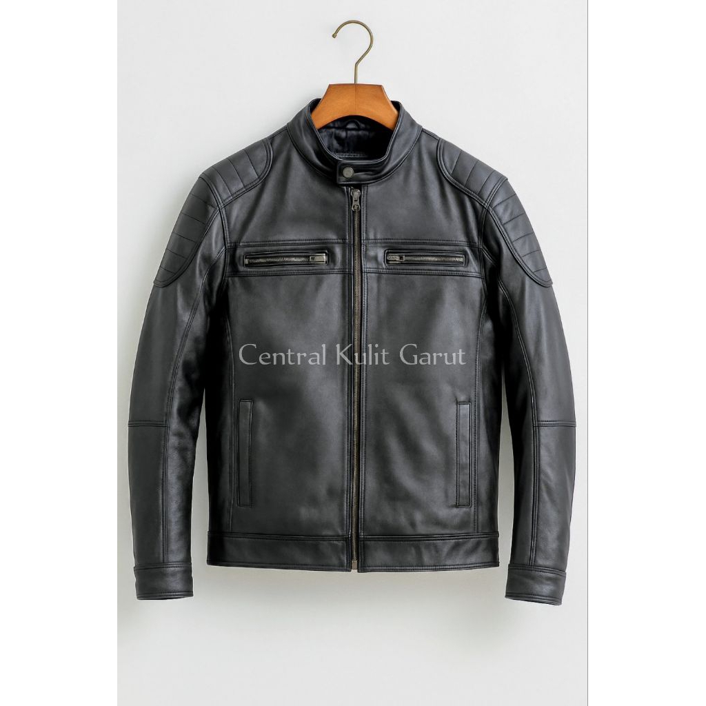JAKET KULIT ASLI Pria, Jaket Kulit Motor Keren Hitam Cowok 100% Asli Kulit PREMIUM