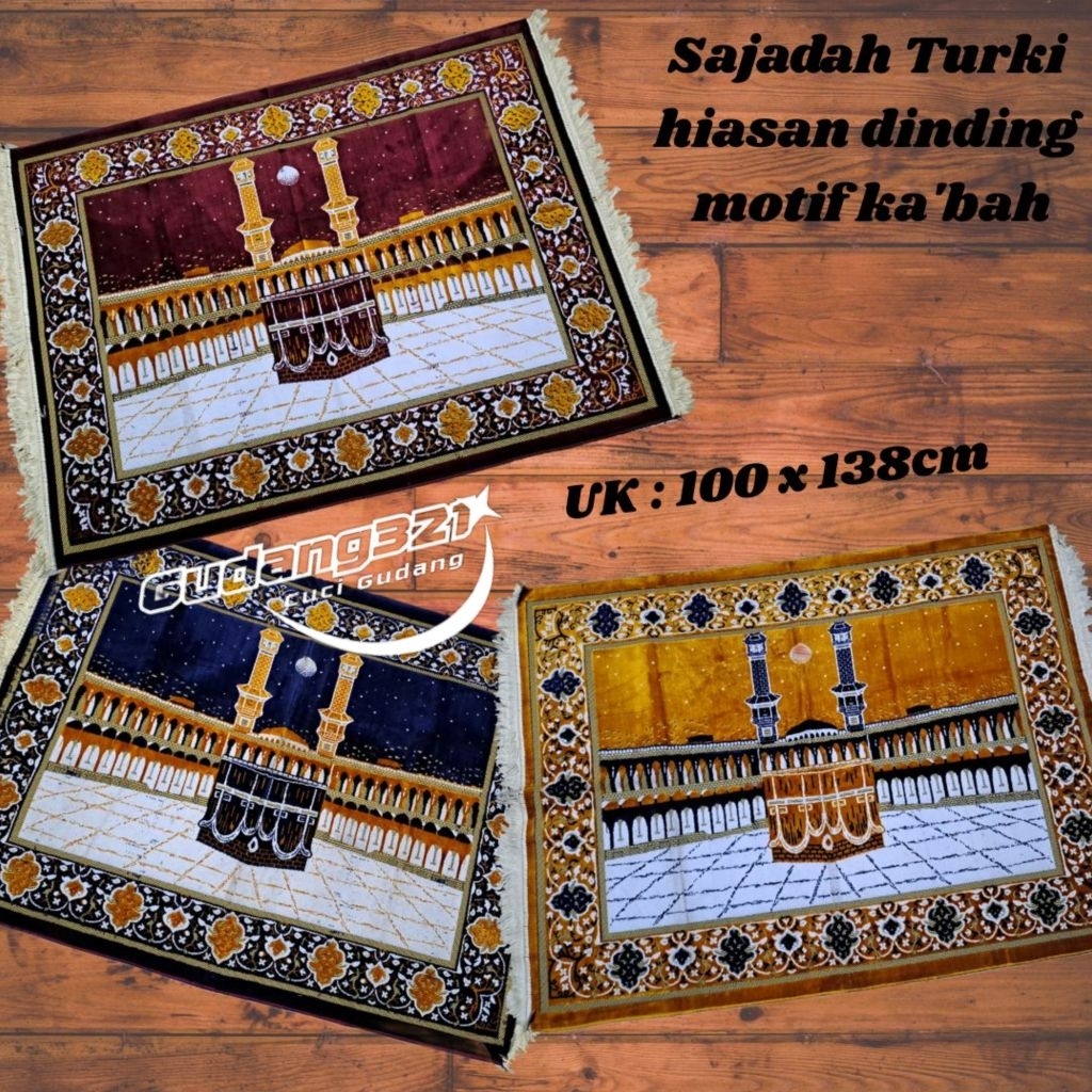 CUCI GUDANG SAJADAH HIASAN DINDING MOTIF KA'BAH UK 100X138CM / RANDOM VARIAN