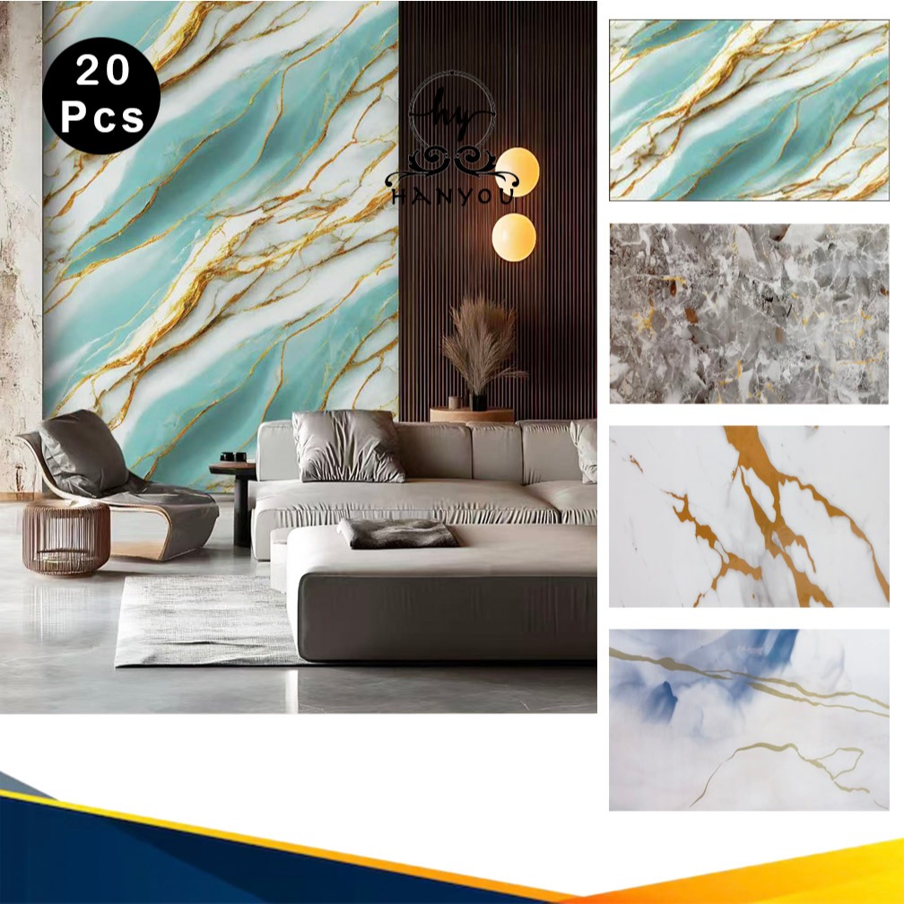 Paket 20 Lembar Wallpaper Dinding Vinyl Marble Granit 30x60cm