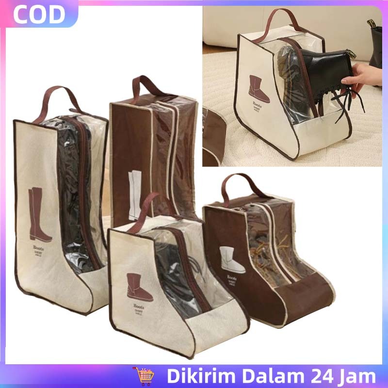 2 pasang Cover Sepatu Anti Debu Tas Penyimpanan Sepatu Travel Tas Boots Storage Tempat Sepatu Tas Se