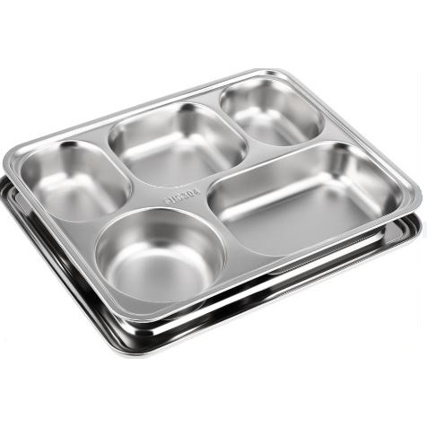 Food tray stainless Tinggi 6 cm / piring mbg / ompreng / food tray