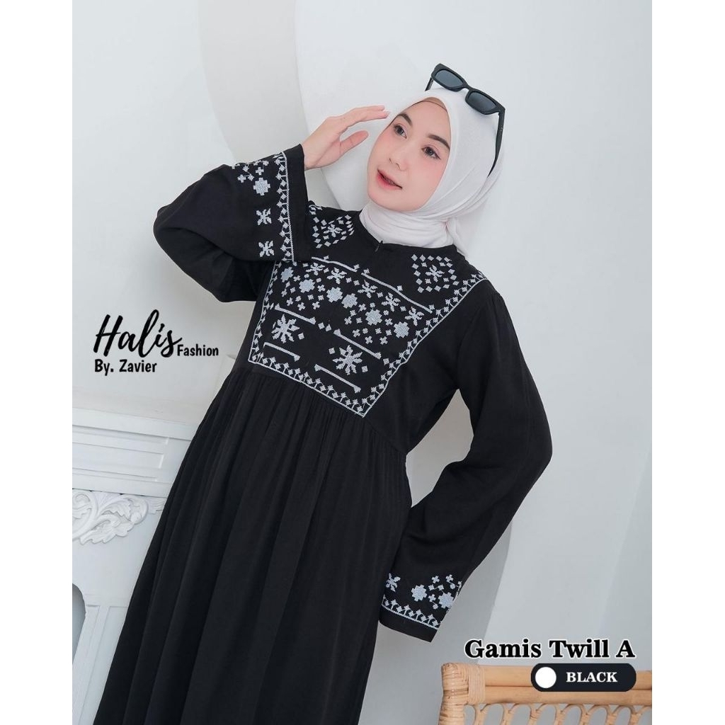 GAMIS TWILL BORDIR TERBARU ORI By HALIS FASHION
