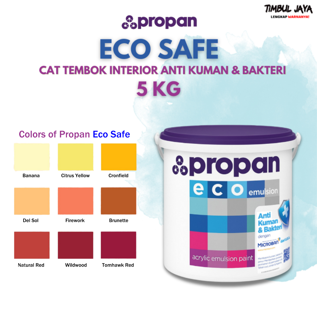 Cat Tembok Propan 5 Kg Eco Safe Interior Hasil Matt Anti Bakteri dan Kuman / Cat Propan Kuning Oren 