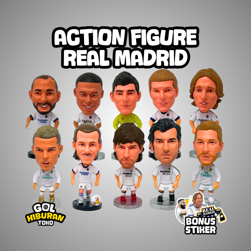 Action Figure Pemain Bola Soccerwe Real Madrid Cristiano Ronaldo Benzema Bale Mbappe Courtois Kroos 