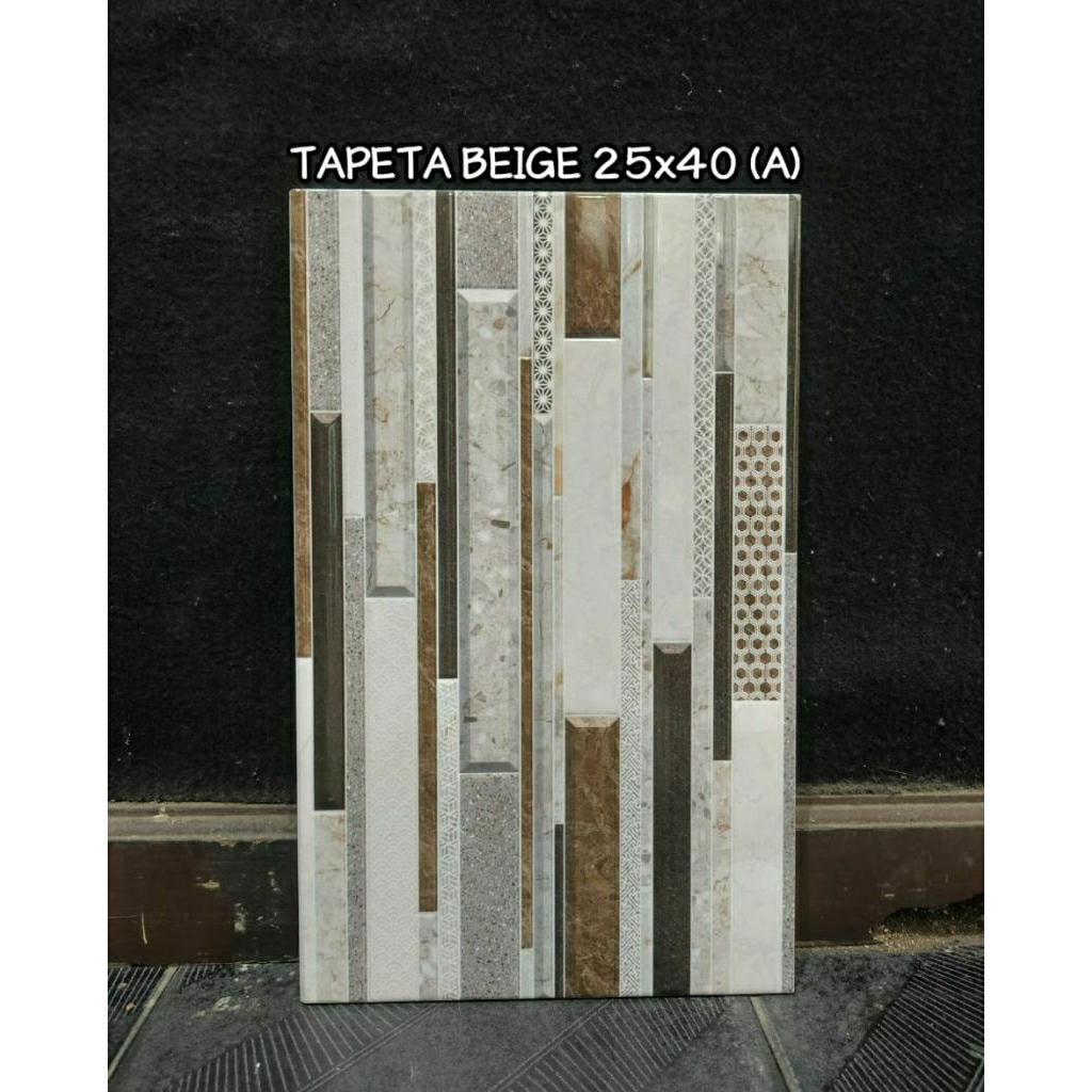 25X40 MULIA TAPETA BEIGE KERAMIK DINDING TERAS TEMBOK PAGAR KASAR  KW1 MODEL BARU BATU ALAM KASAR TI