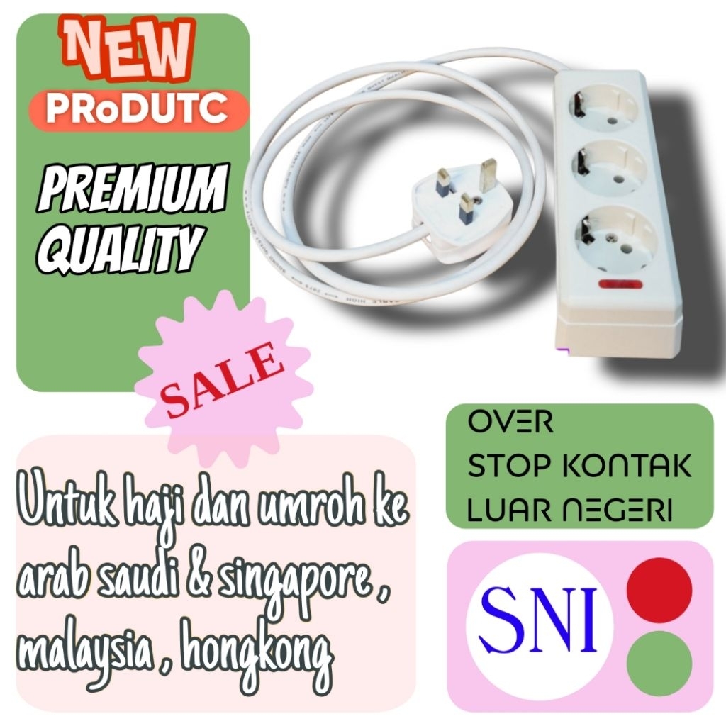 Stop kontak Trevel Arab saudi / Singapor / Malaysia / hongkong steker kaki 3