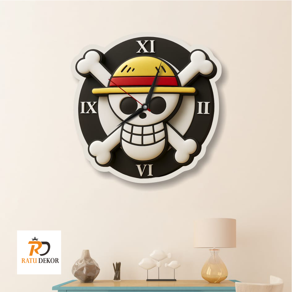 RD02-Hiasan jam dinding Ukir Karakter ONE PIECE Termurah