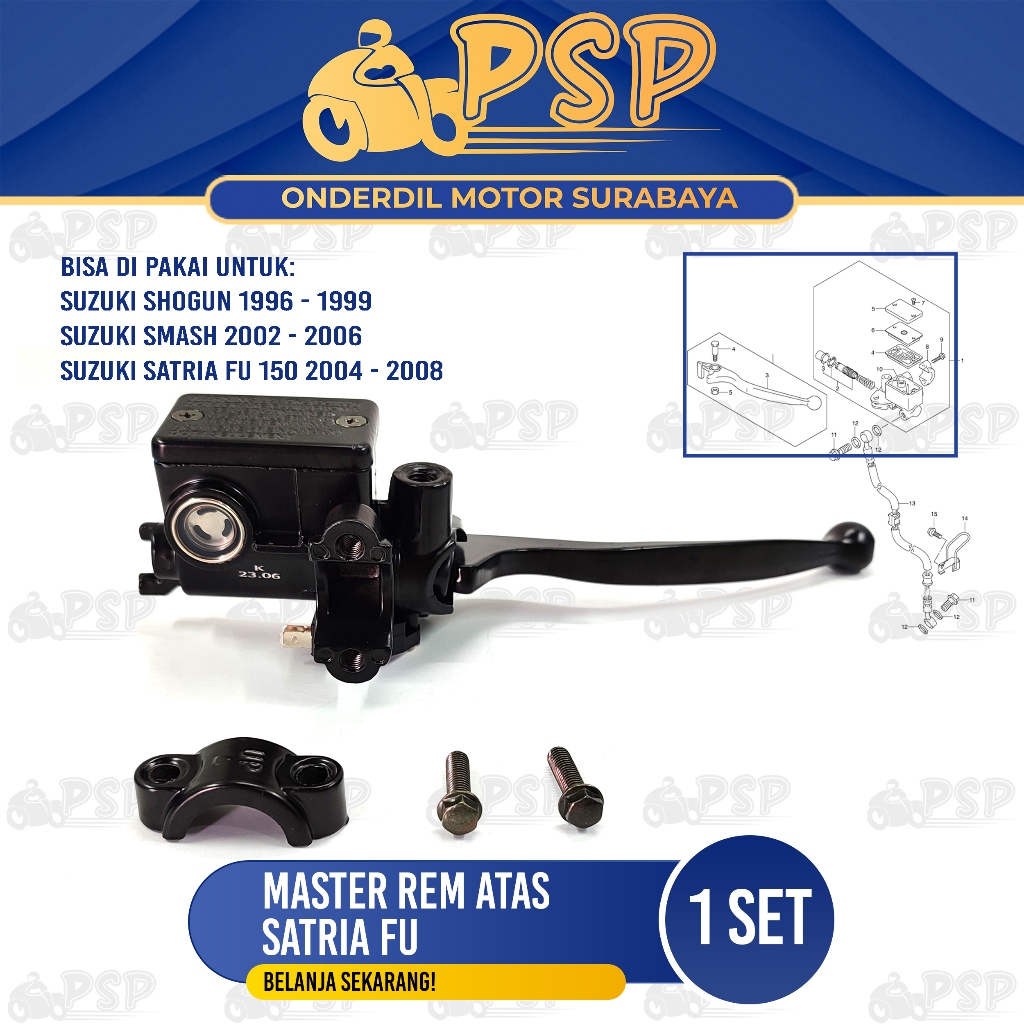 Master Rem Atas Satria FU 150 + Handel Assy - Rumah Tabung Minyak Rim Depan Suzuki Shogun Smash