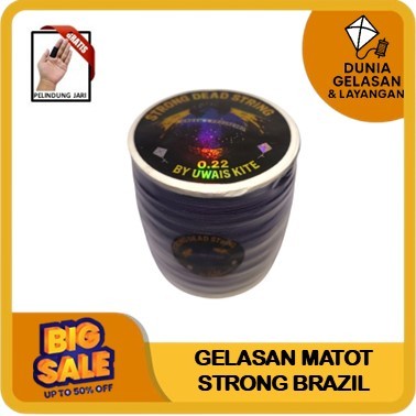 Gelasan Senar Matot Strong String Brazil 0.22 Bahan Putih 1600 Yard Tarik Jepret Layangan