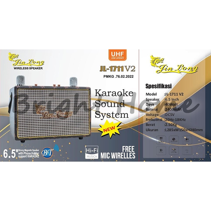 JINLONG JIN LONG JL-1711 V2 JL1711 V2 Spiker Mini 6.5" Speaker Portable Wireless 6.5 Inch