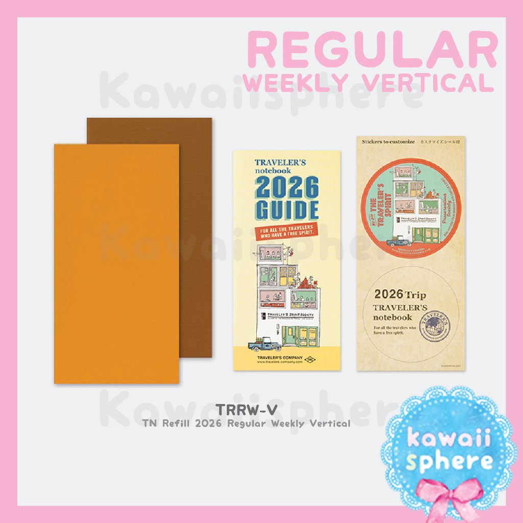 

Traveler's Notebook 2026 Refill Weekly Vertical (Regular Size) | Midori Travelers Notebook Regular | Preorder Planner 2026