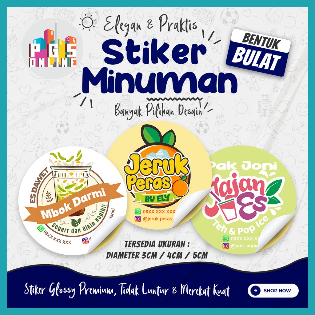 

[100 PCS] 09A - STIKER MINUMAN | Sticker Label Kemasan Jus Matcha Kopi Teh