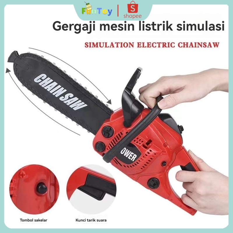 FUNTOY Mainan Chainsaw Elektrik Anak Mainan Simulasi Mesin Gergaji Elektrik Untuk Anak Laki