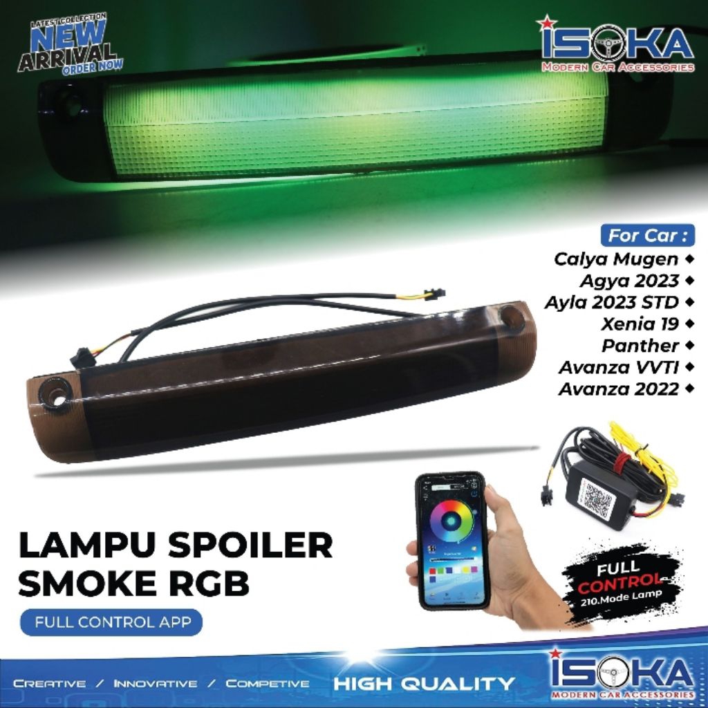 Lampu Spoiler Mobil/Lampu Topi Belakang Mobil Model Rgb Calya Mugen, Agya 2023, Ayla 2023 Std,Panthe