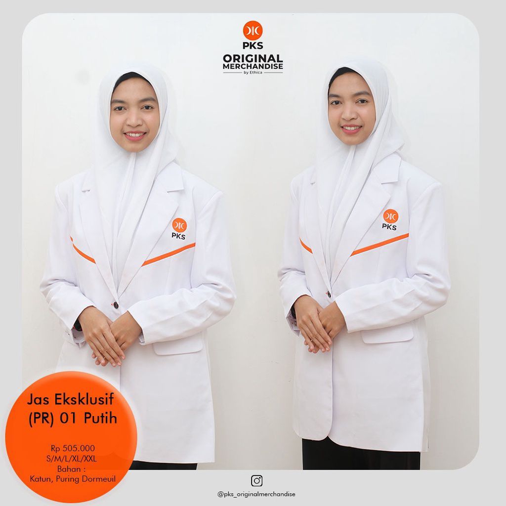 PKS Merchandise | Jas Eksklusif Perempuan 01 Putih Jas Logo PKS