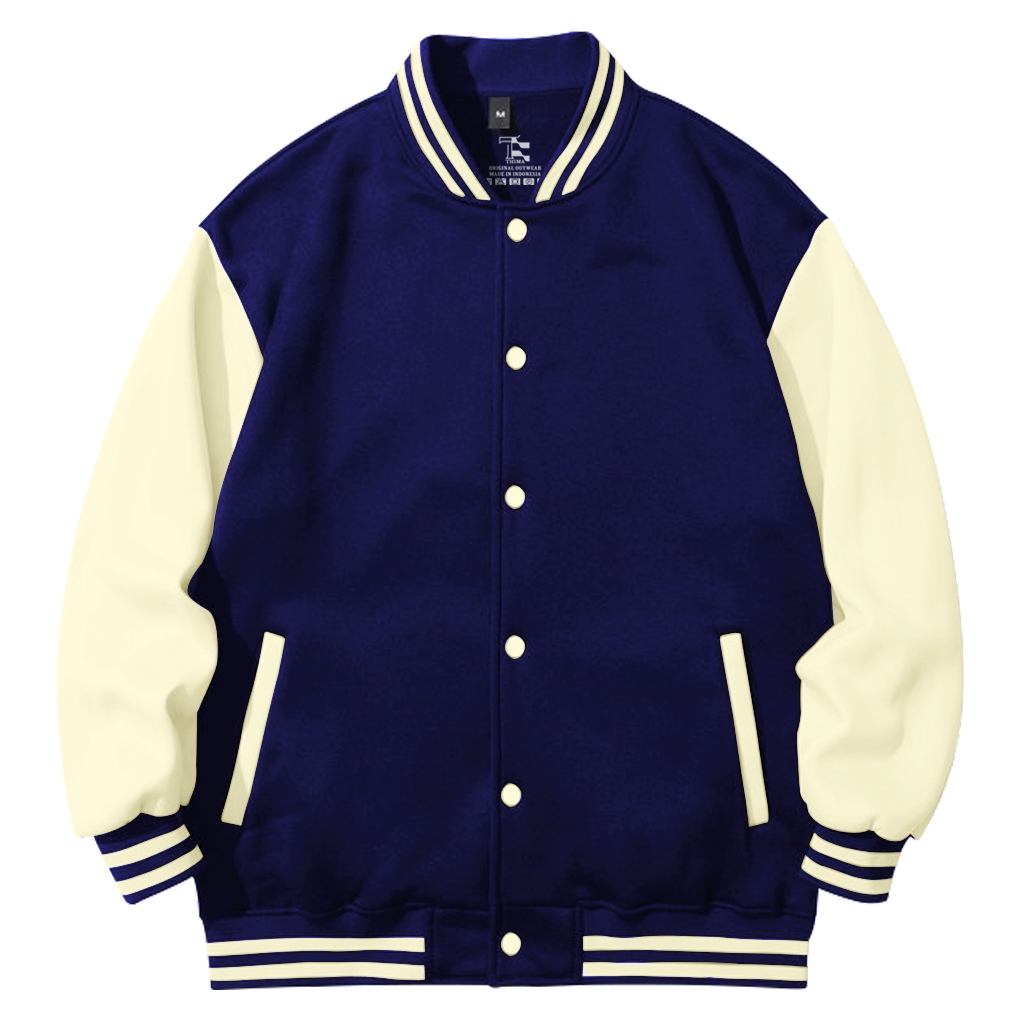 Jaket Baseball Varsity Polos Unisex Navy Cream
