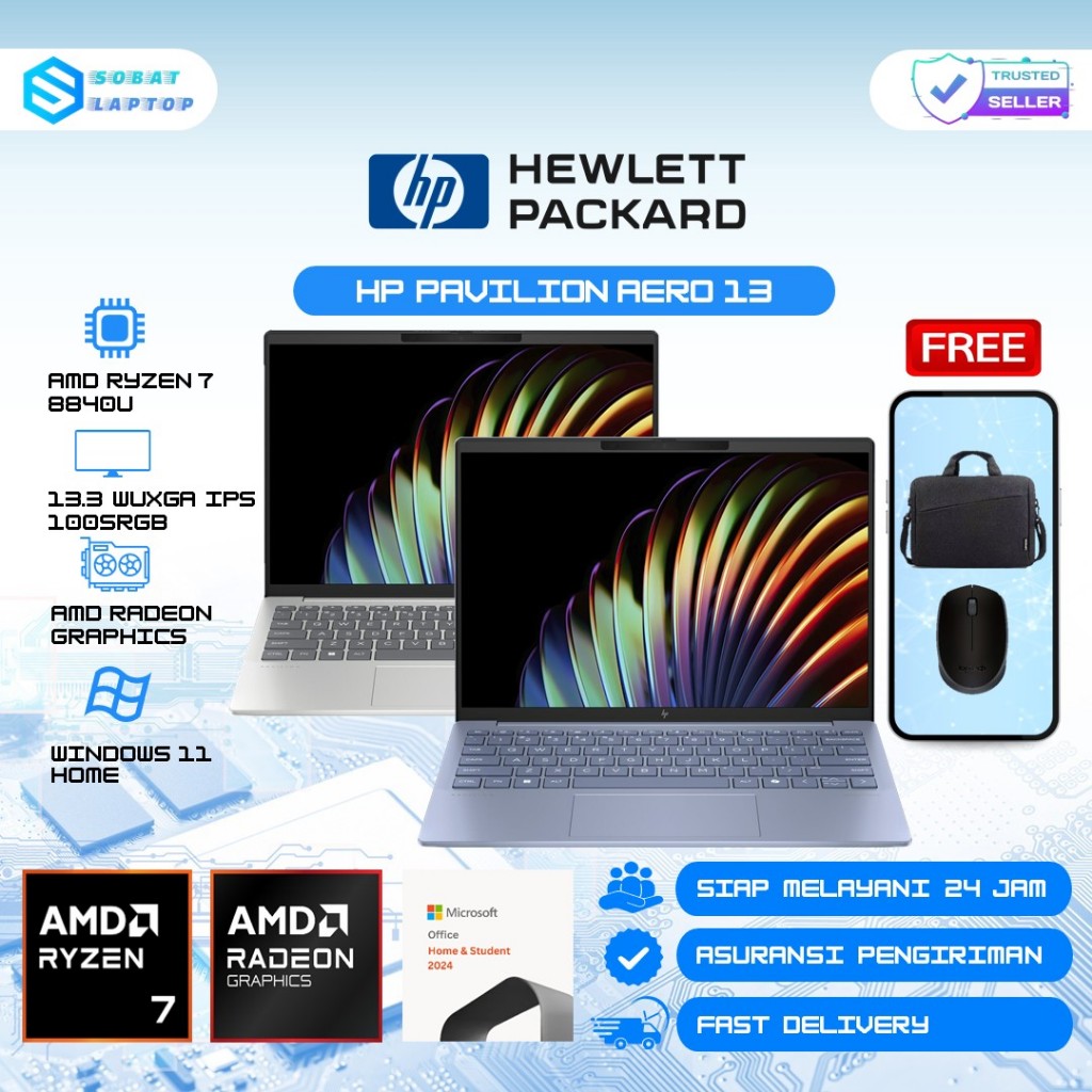 LAPTOP Hp Pavilion Aero 13 AMD Ryzen 7 8840U 16GB 1TB SSD Windows 11 +OHS 13.3 WUXGA IPS 100SRGB