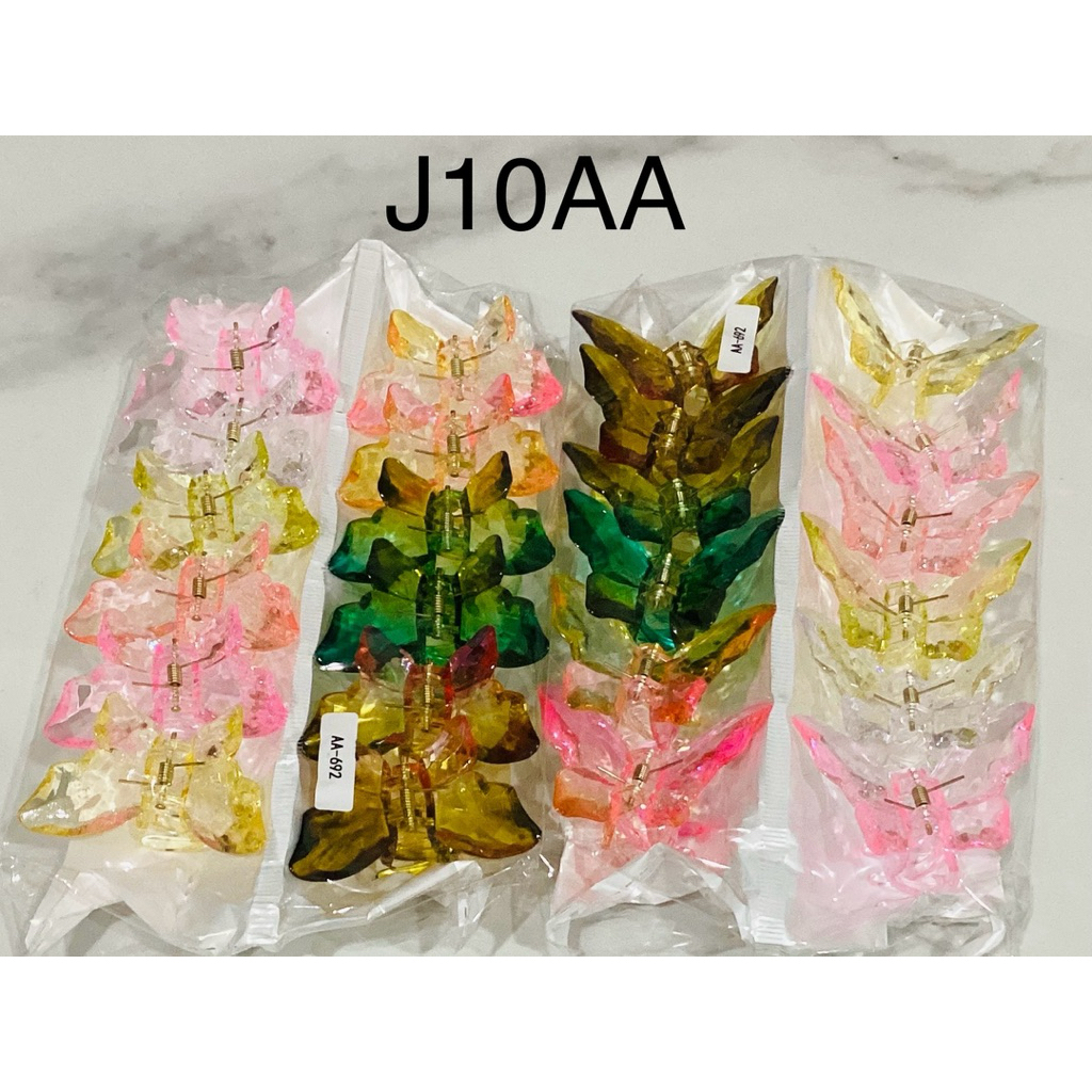 LUSINAN J10(AA) jedai kupu-kupu transparan warna,J10A jedai kupu2 warna manik2,jepitan sedang kupu-k