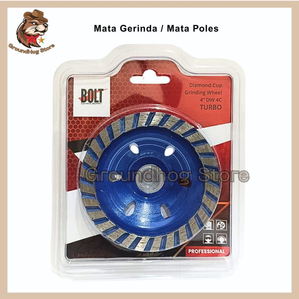 Mata Gerinda Beton Diamond Cup Wheel 4” Turbo | Gerinda Poles Beton Waterproof