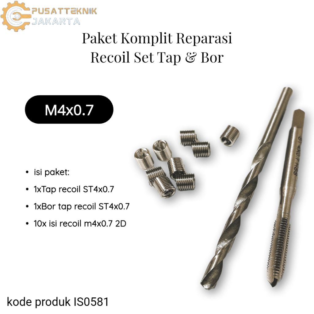 recoil set m4x0.7 paket recoil komplit tap n bor