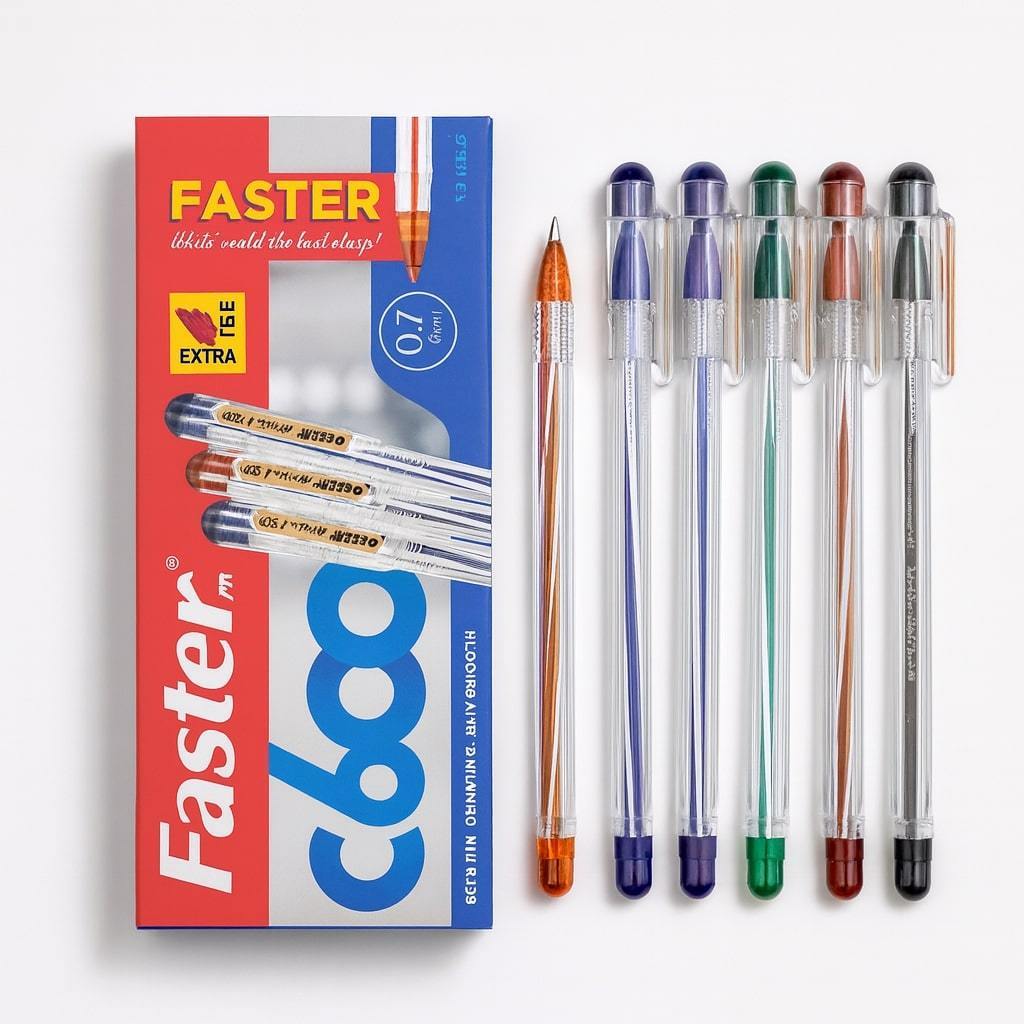 Pulpen Faster Isi 12 Warna Biru Hitam Alat Tulis Sekolah Kantor- Pulpen Hitam Biru Alat Tulis Murah