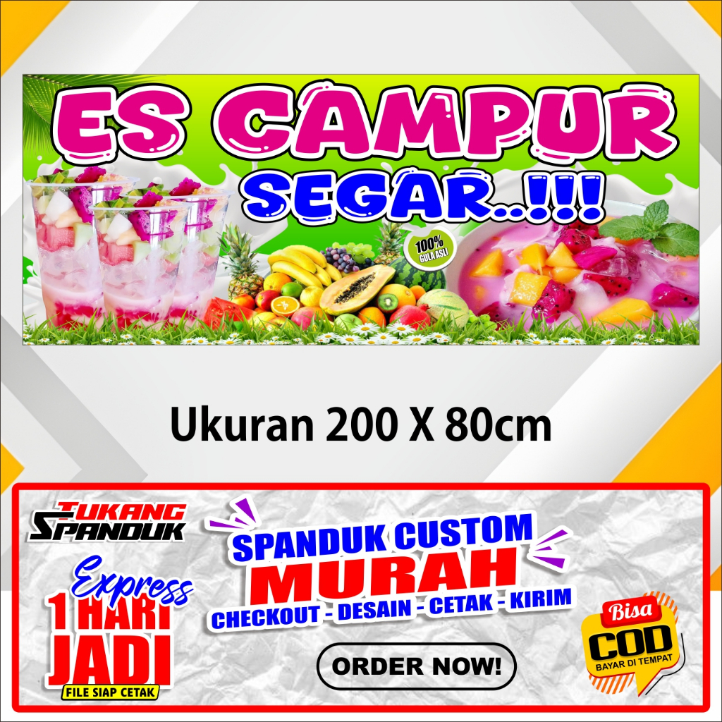 Banner ES CAMPUR SEGAR  , Spanduk ES CAMPUR SEGAR  ukuran 200X80 cm, COD / Banner ES CAMPUR SEGAR  ,