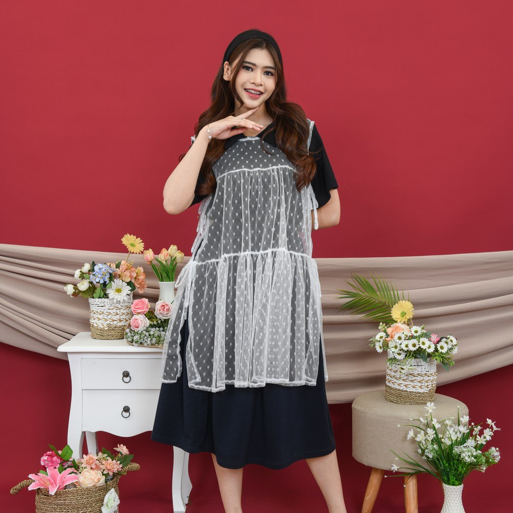 Bona Outer Tunik Tile Polkadot Flowy Feminin