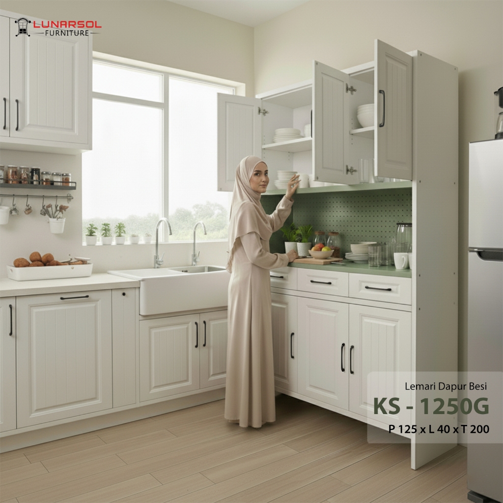 Lunarsol KS-1250G & KS-1650G Kitchen Set Besi | Lemari Dapur Berbahan Besi Anti Karat