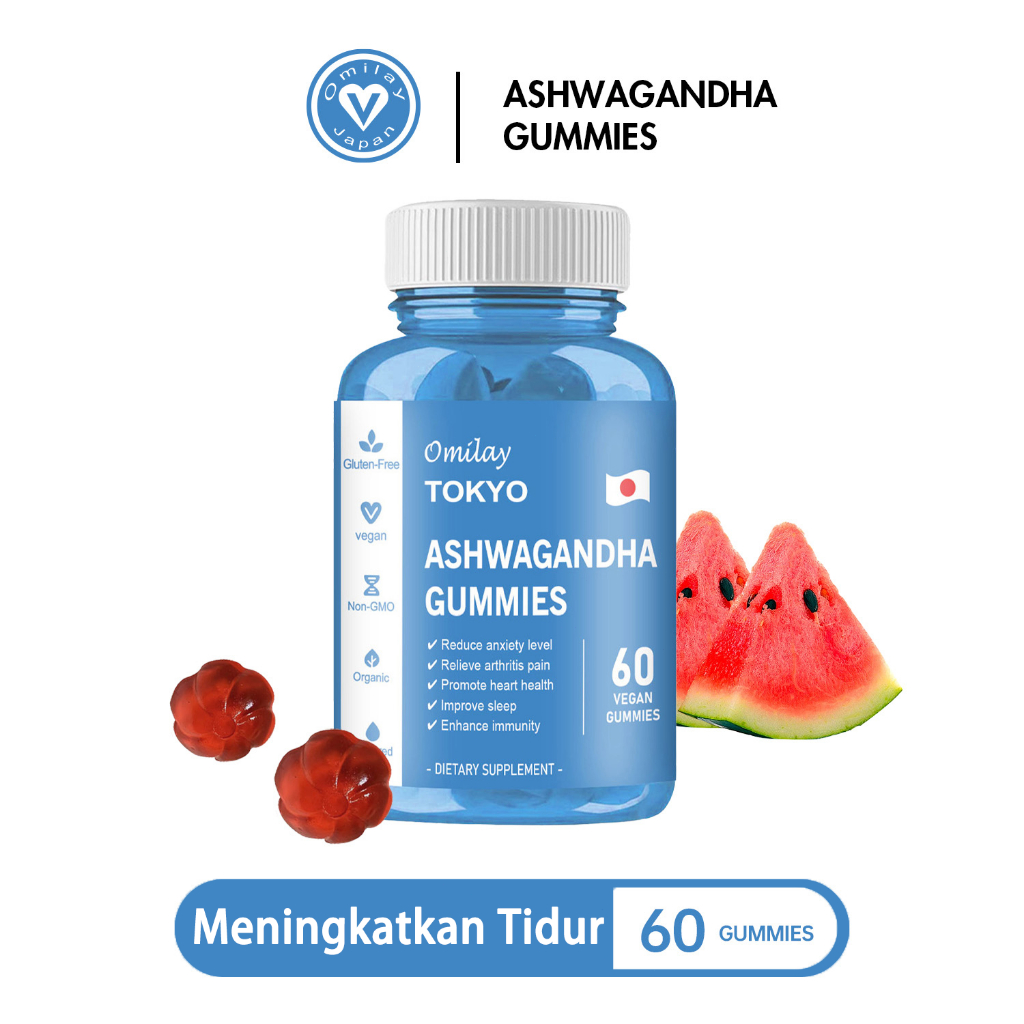 Omilay Stress Relief Ashwagandha Gummies Suplemen Diet Mood Ashwagandha Original Energy Gummies