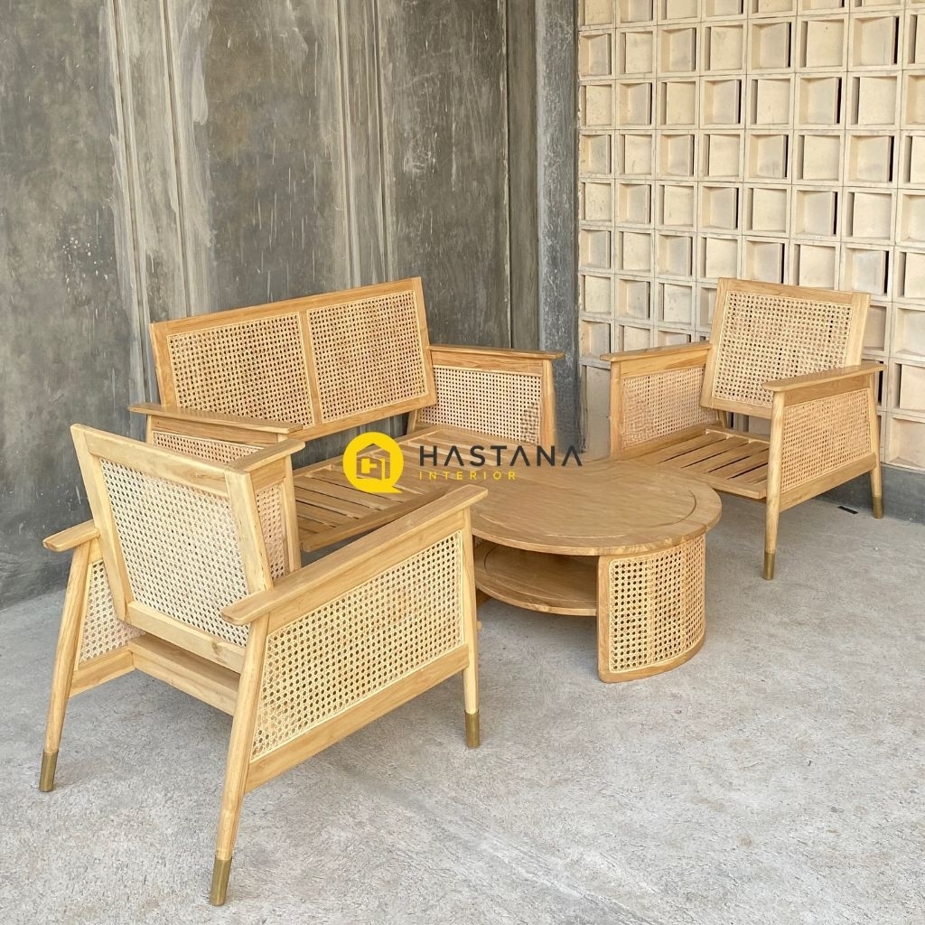 meja kursi tamu rotan minimalis kayu jati meja tamu rotan kursi tamu rotan