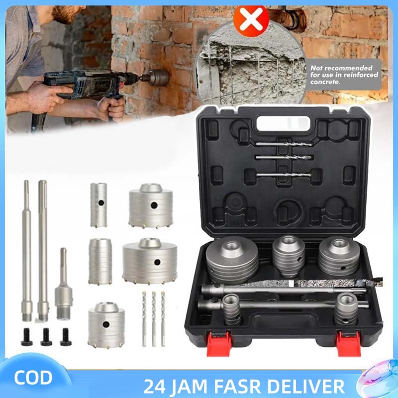 1set Mata Bor Lubang Tembok Mata Bor Pelubang Tembok Mata Bor Tembok Beton Set Pembuka Lubang Wall H