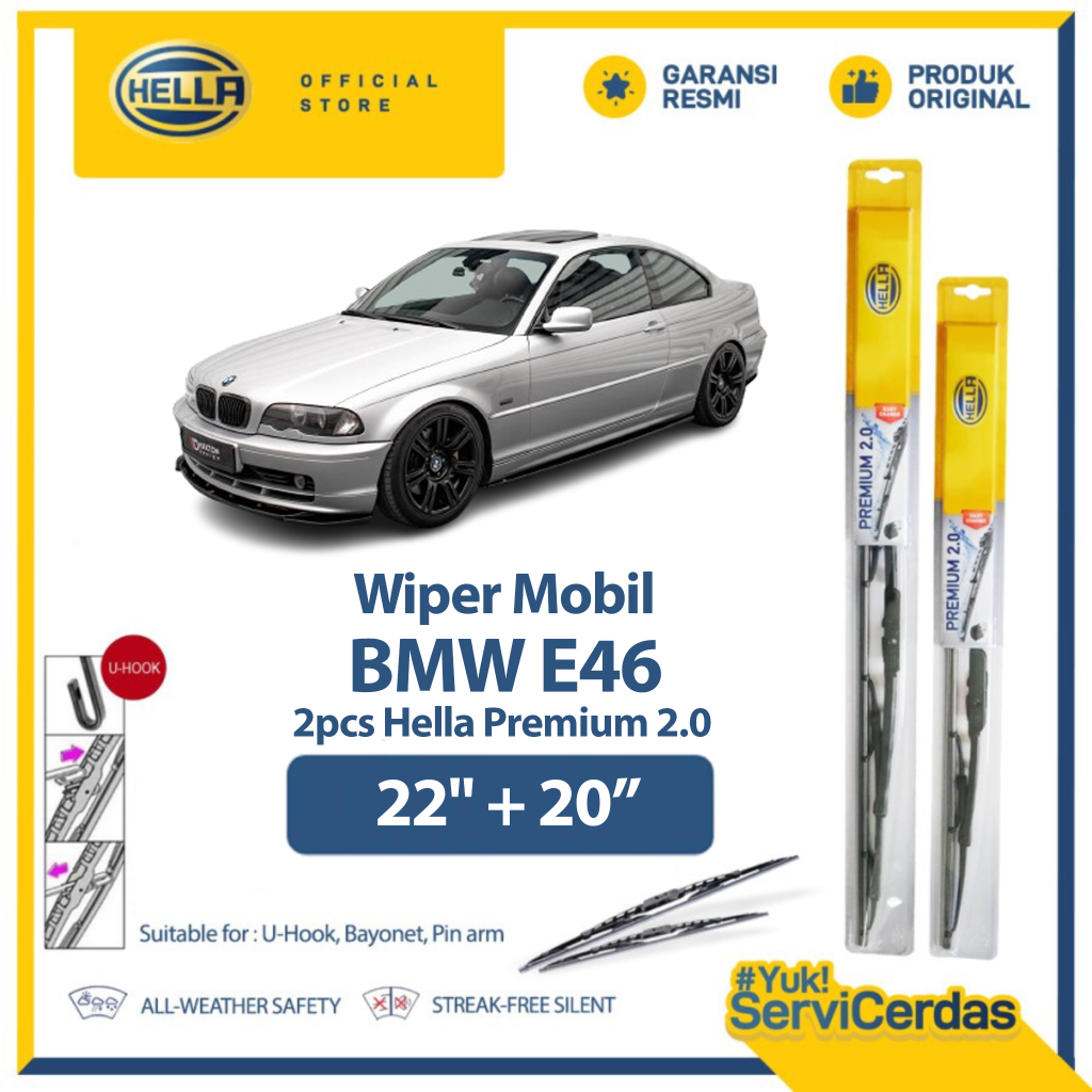 Wiper Mobil BMW E46 22" + 20" (2pcs) - HELLA Premium 2.0