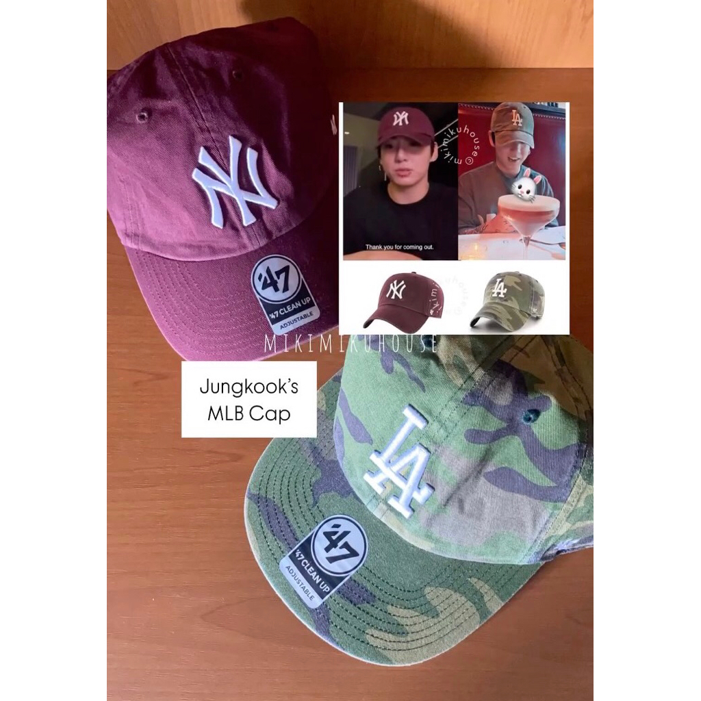 JUNGKOOK MLB CAP OFFICIAL TOPI BTS BALLCAP BALCAP JK KPOP KOREA MAROON CAMO