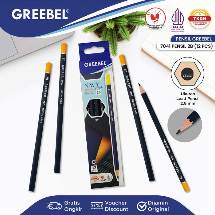 

GREEBEL Pensil kayu 2B 7041 Navy Pencil (12PCS/SET) / Pensil Tulis Navy Graphite Ujian sekolah Pensil Gambar