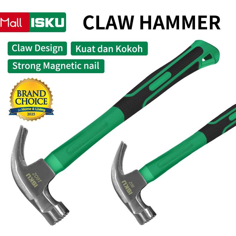 ISKU Palu Kambing Claw Hammer 8oz/16oz Bahan 45# Carbon Steel Gangang Anti Slip/Martil Cungkil Paku