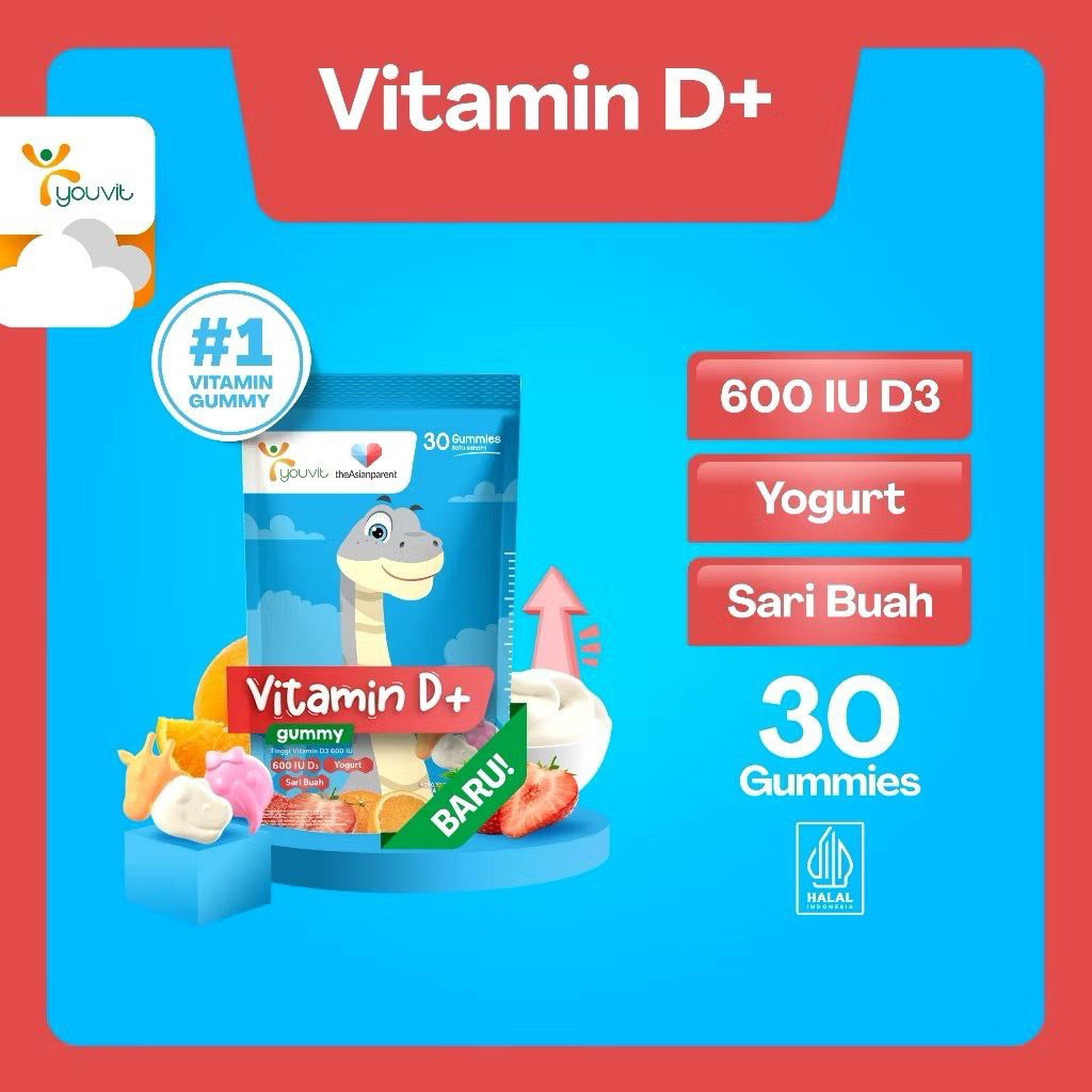 Youvit Vitamin D+ Gummy Vitamin Anak 600 IU D3 isi 30