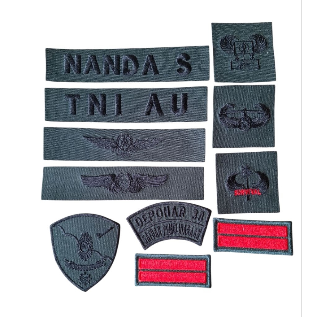 BORDIR NAMA PDL TNI AU KECIL/PASKHAS/PENERBANG