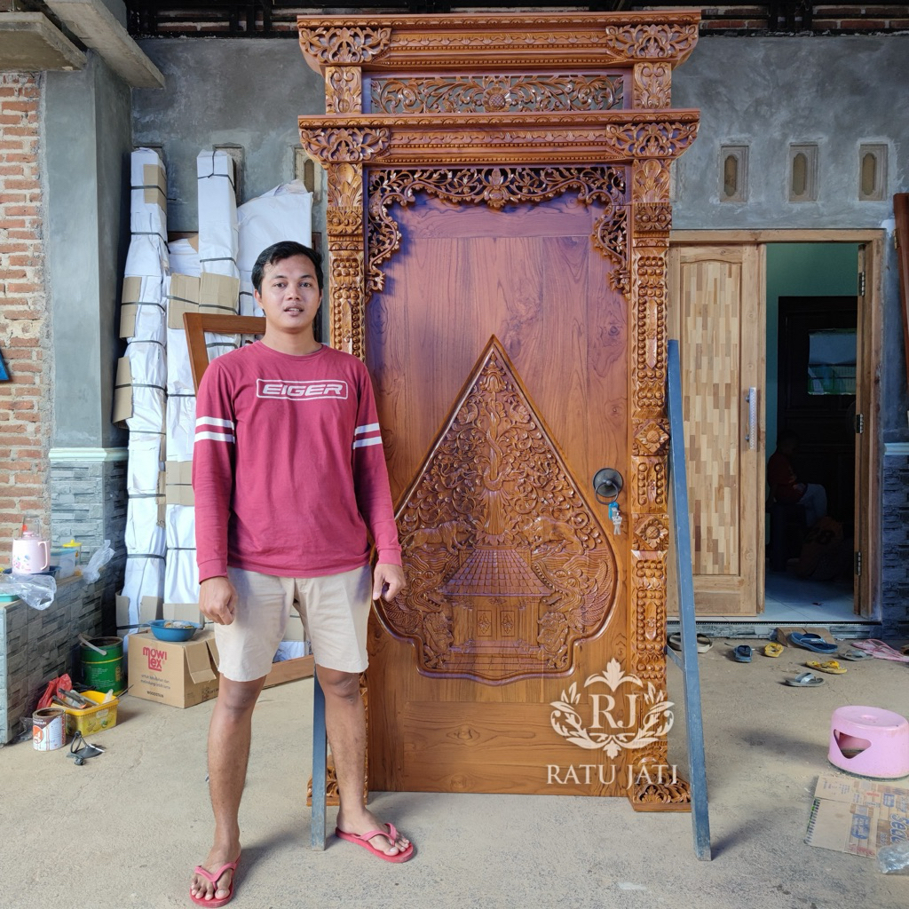 pintu kamar jati gebyok ukir gunungan custom