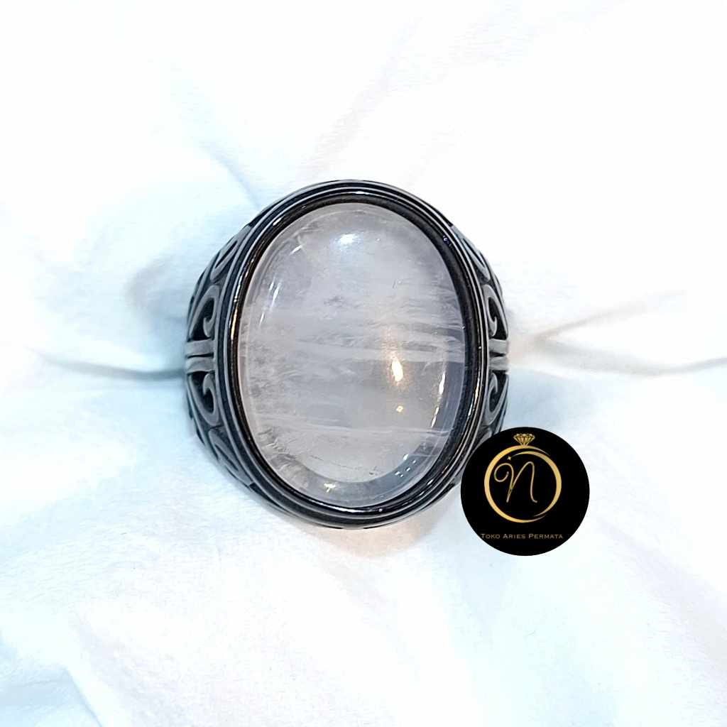 Cincin Batu Kecubung Quartz Super Premium dan Super Mewah Dim 15x20