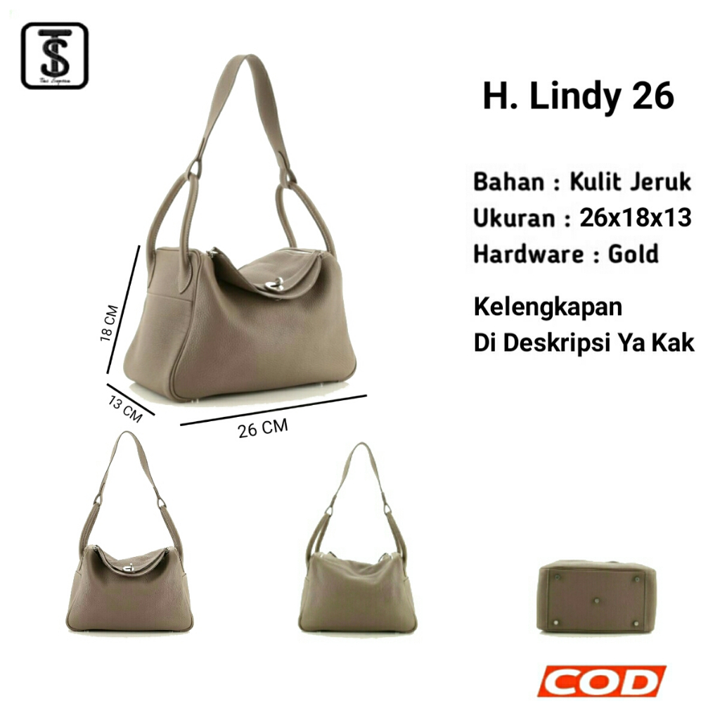 Tas 26Hermes Lindy Size 26 Khaki Premium | Tas Selempang & Bahu Wanita Import