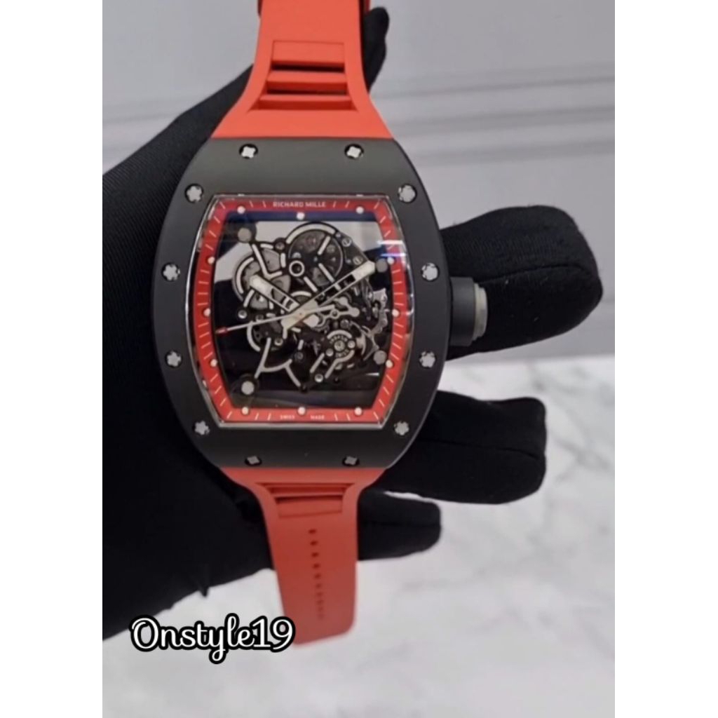 JAM TANGAN PRIA RM055 TOURBILLON CERAMIC DIAL RED LIMITED SWISS