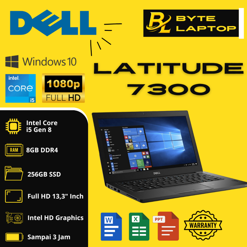 Dell 7300 i5 g 8 Ram 256 DDR4 Ssd 256/512 Gb. Laptop secon/Laptop murah