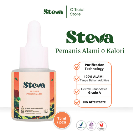 

STEVA Gula Stevia 0 Kalori BPOM & Halal MUI - 15 mL