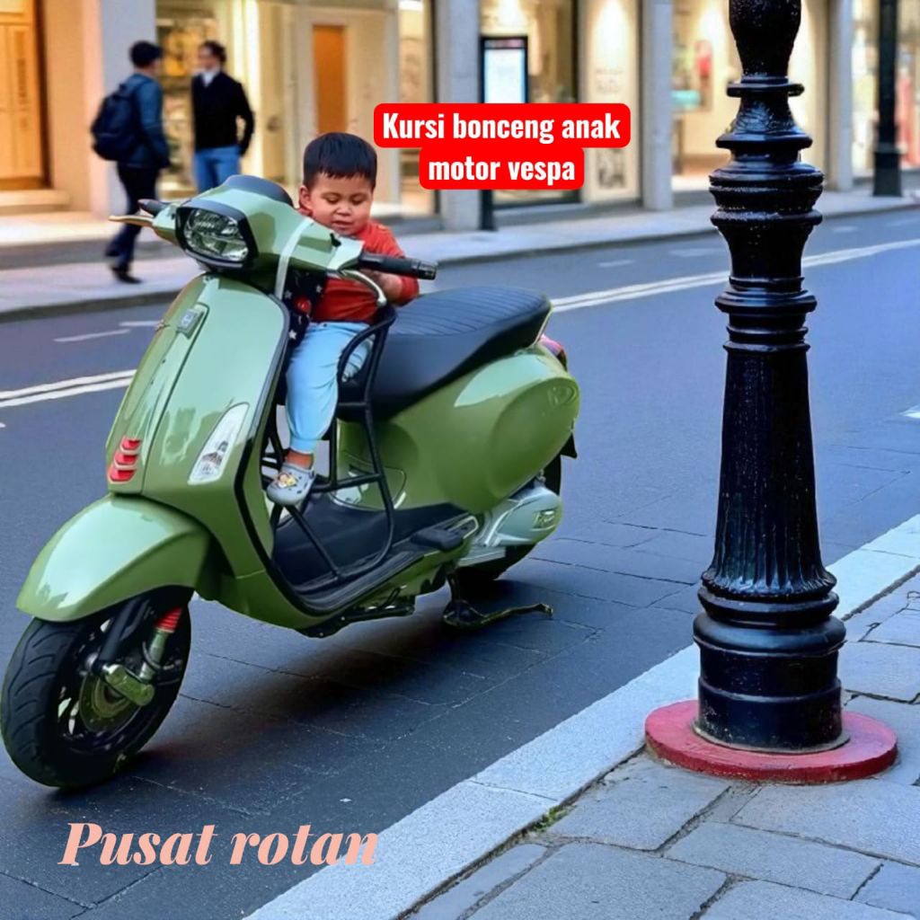 tambahan bonceng anak motor vespa/kursi bonceng anak rotan