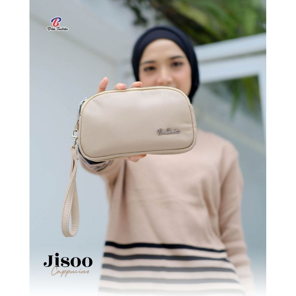JISOO DOMPET KULIT  DUA RUANG MUAT HP BY BIRU TSABITA