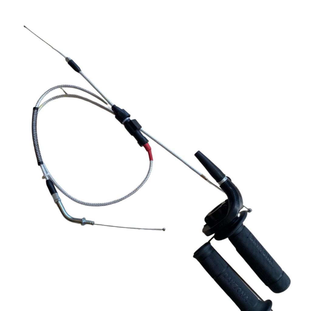 Gas spontan RX king daytona kabel 2 cabang full serat karbon putih pnp RX-King