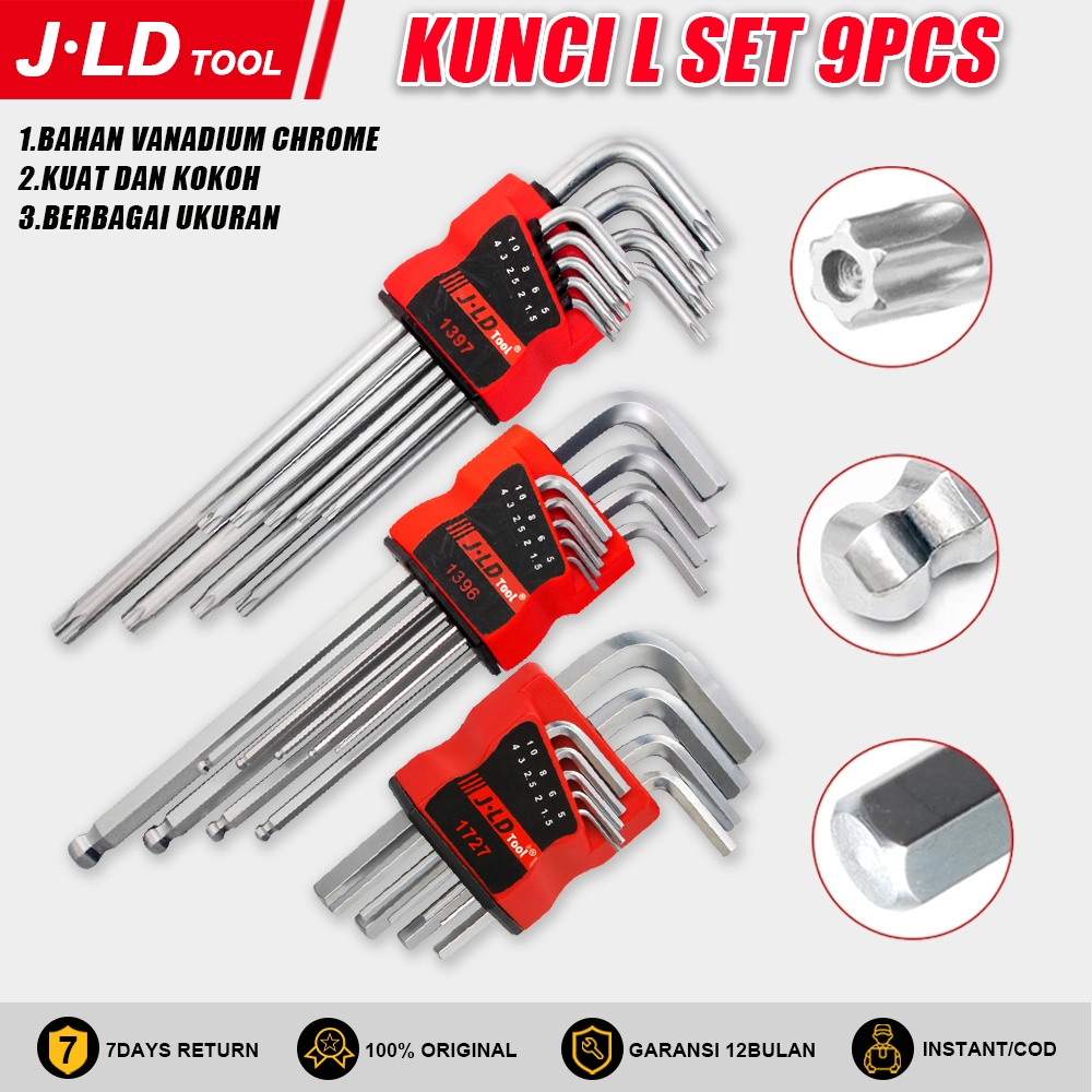 JLD 9pcs Kunci L Set PANJANG Kunci L Set Kunci L Long Torx Key Wrench Set T10-T50