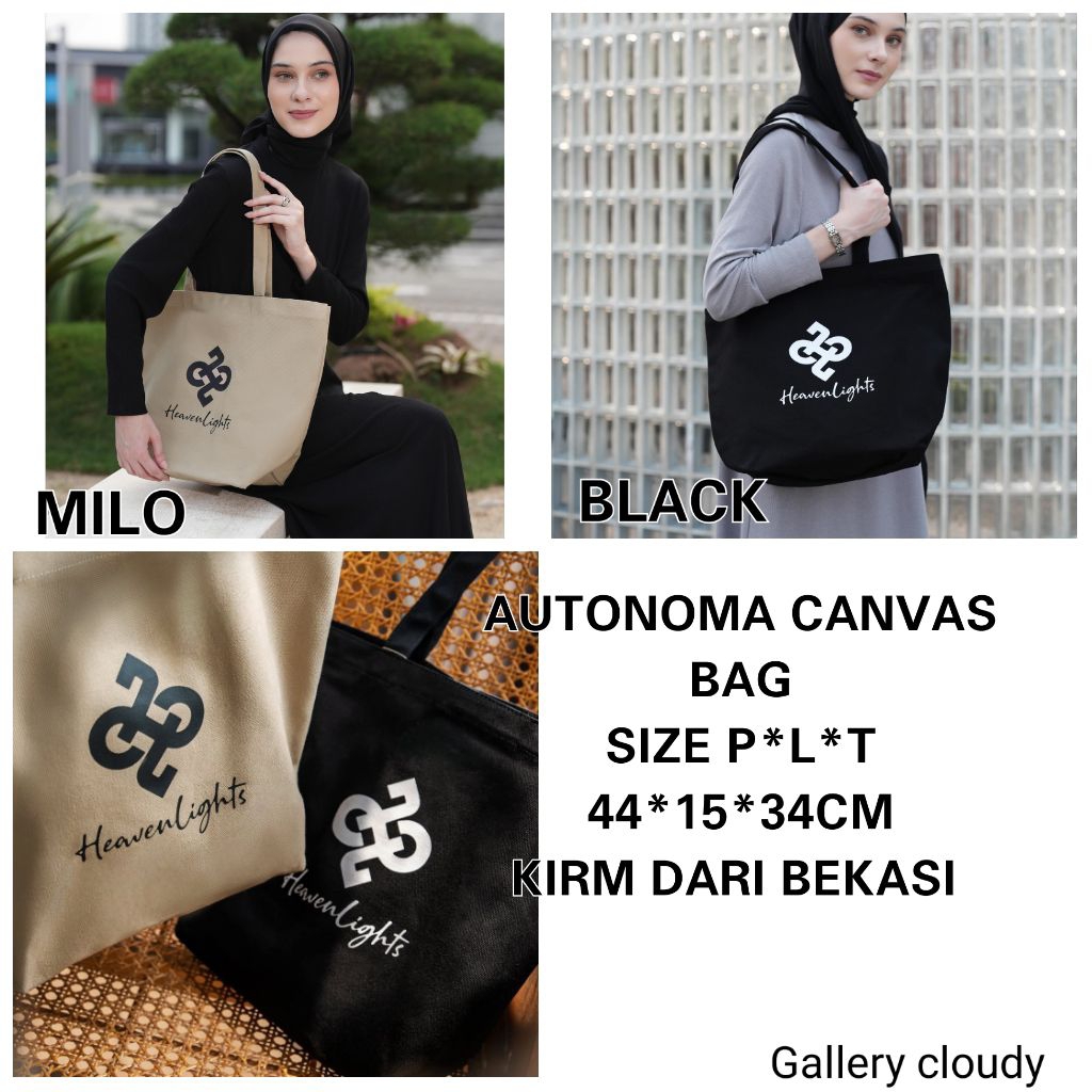 AUTONOMA CANVAS BAG MILO BLACK BY HEAVENLIGHTS HEAVEN LIGHTS