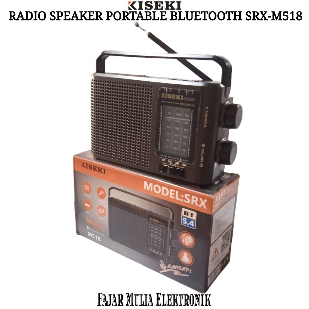 Kiseki Radio Classic Speaker Portable USB Bluetooth TF Card SRX-M518 Lampu Senter
