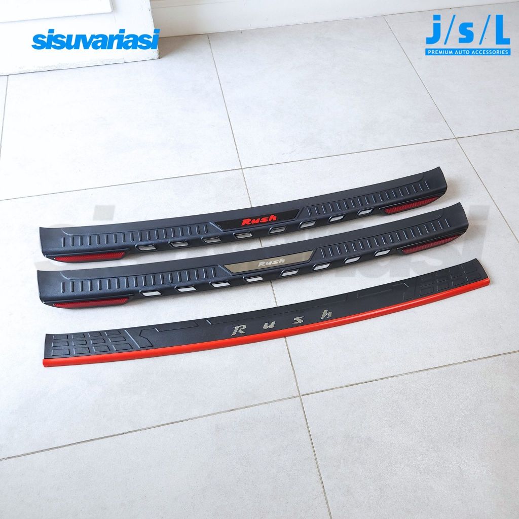 Sillplate / Sill Plate Belakang Toyota Rush 2018–2025 JSL | Rear Scuff Plate Aksesoris Mobil
